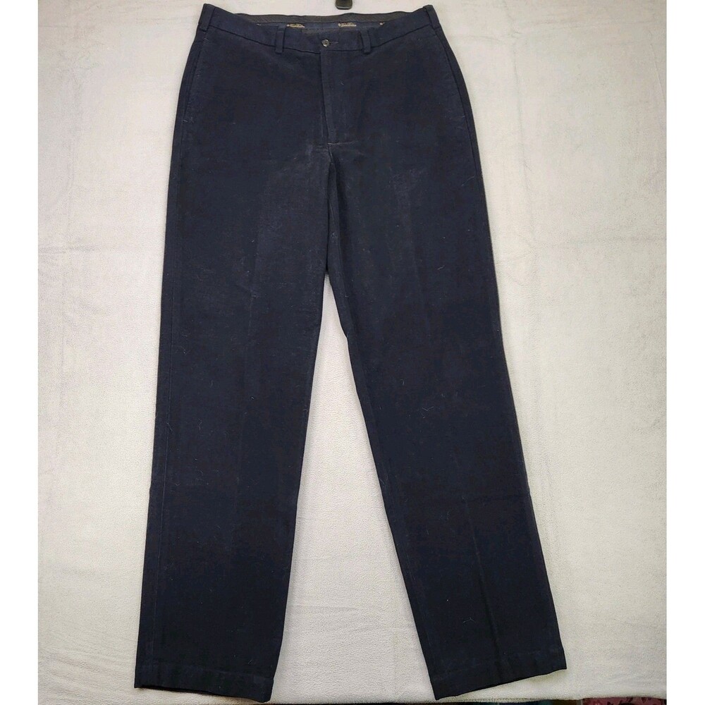 Brooks Brothers Hudson Pants Men's 34x34 Black Microfiber Cotton Straight‎ Flat
